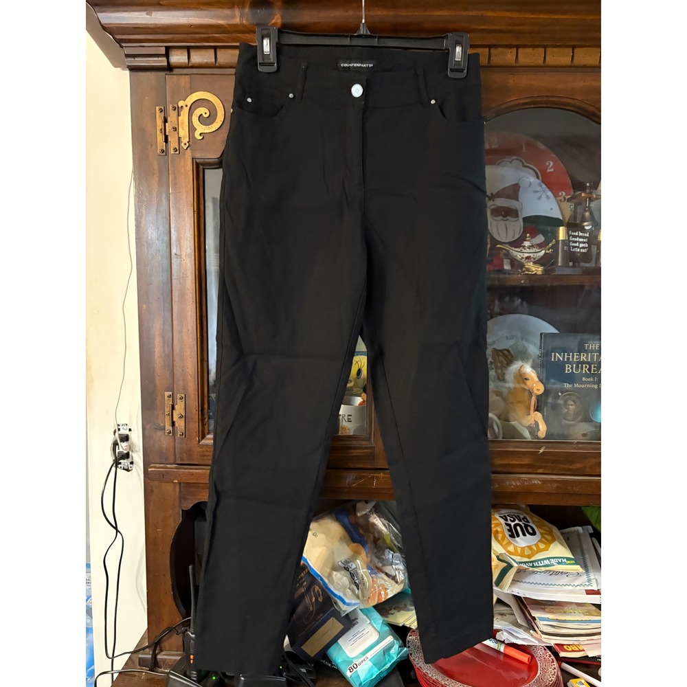 Counterparts Womens Black Stretch Straight Leg Five Pocket Casual Pants Size 6